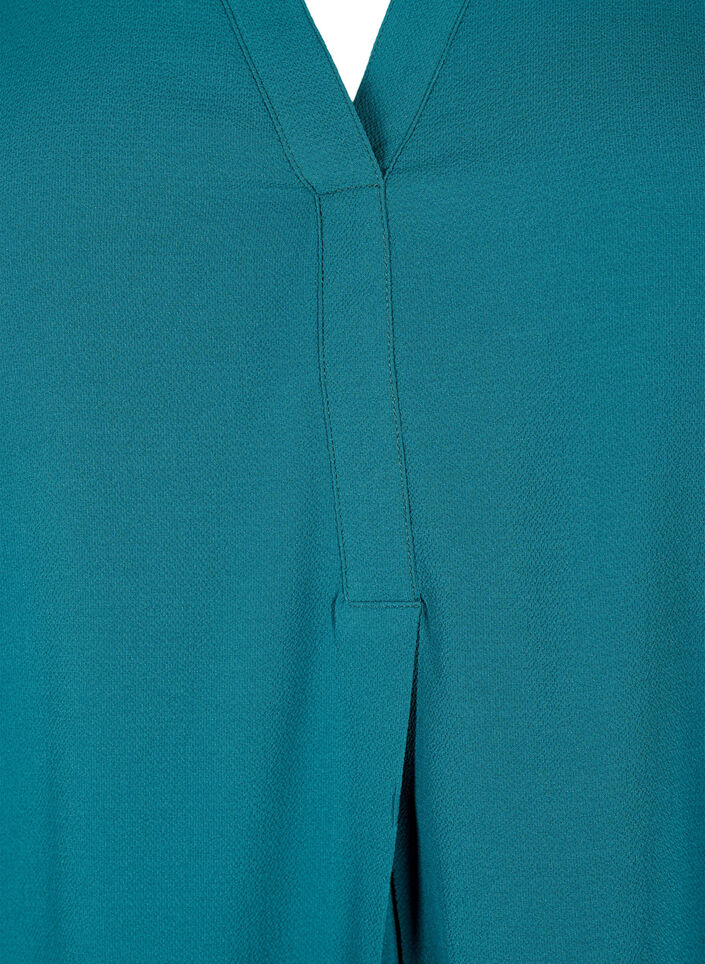 Yksivärinen pusero v-aukolla, Deep Teal, Packshot image number 2