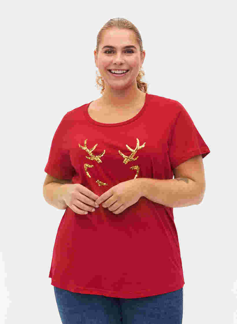 Jouluinen t-paita puuvillasta, Tango Red Reindeer, Model