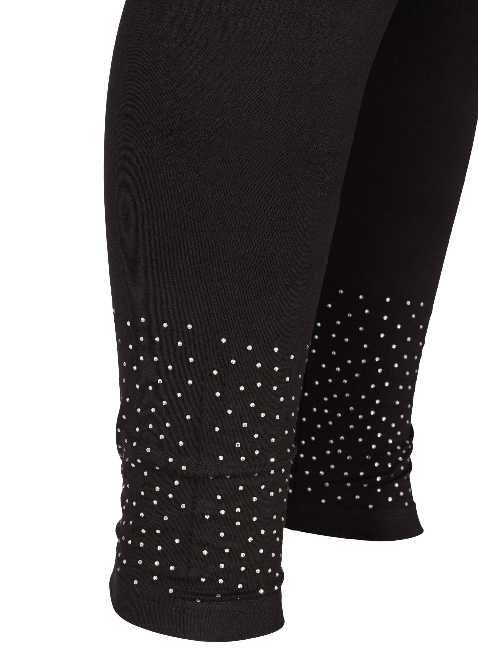 Zizzi Legginssit viskoosisekoitteesta koristekivill&auml;, Black, Packshot image number 3