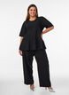 Peplum-pusero kimalteraidoilla, Musta, Model image number 1