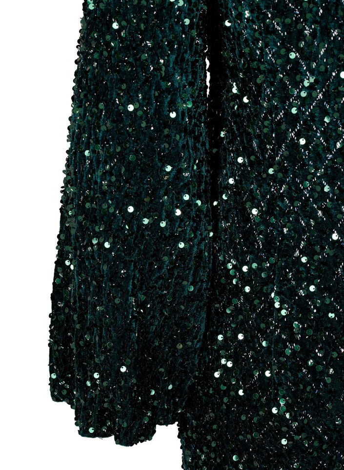 Paljettimekko V-pääntiellä ja ruutukuviolla, Rain Forest Sequins, Packshot image number 3