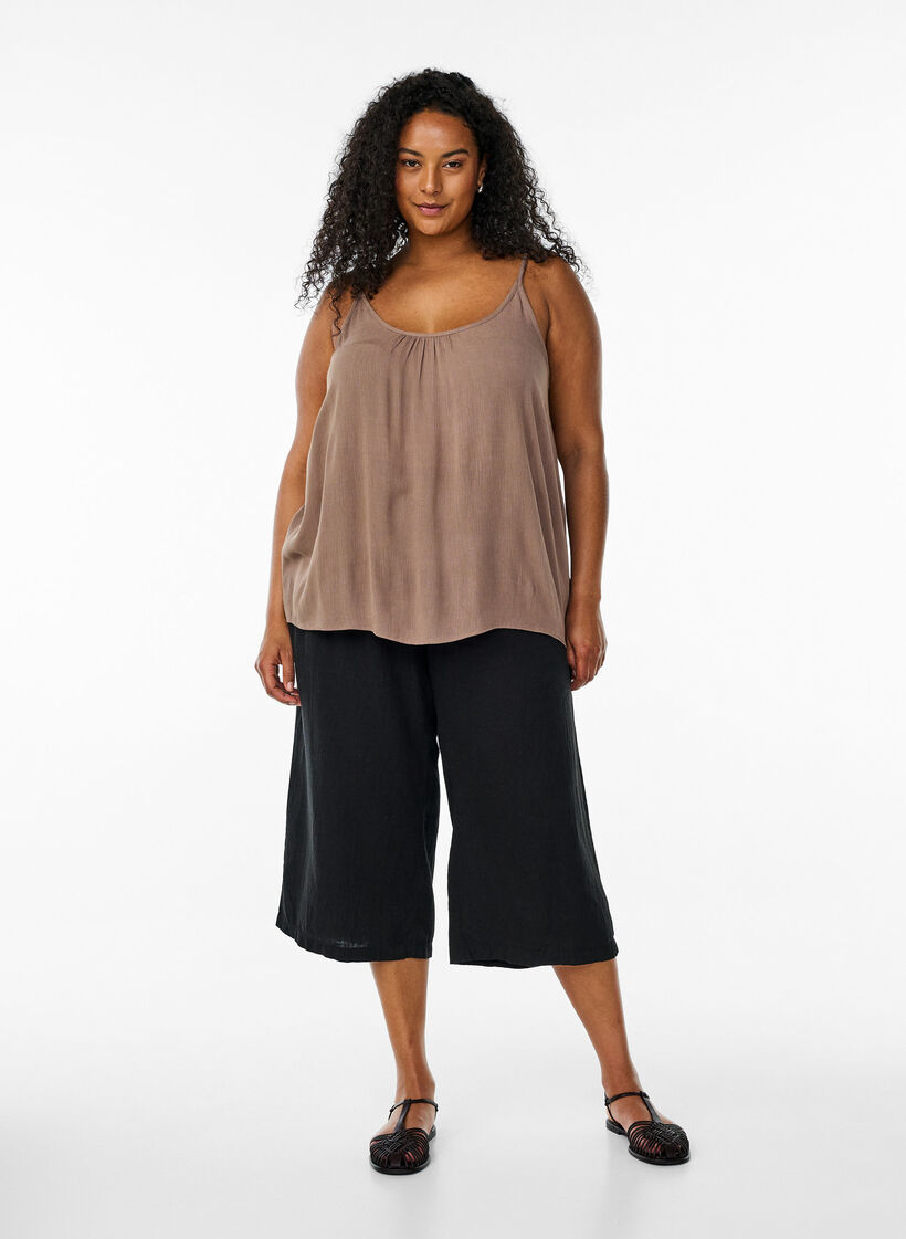 Viskoosista valmistettu narutoppi, Ruskea, Model image number 1