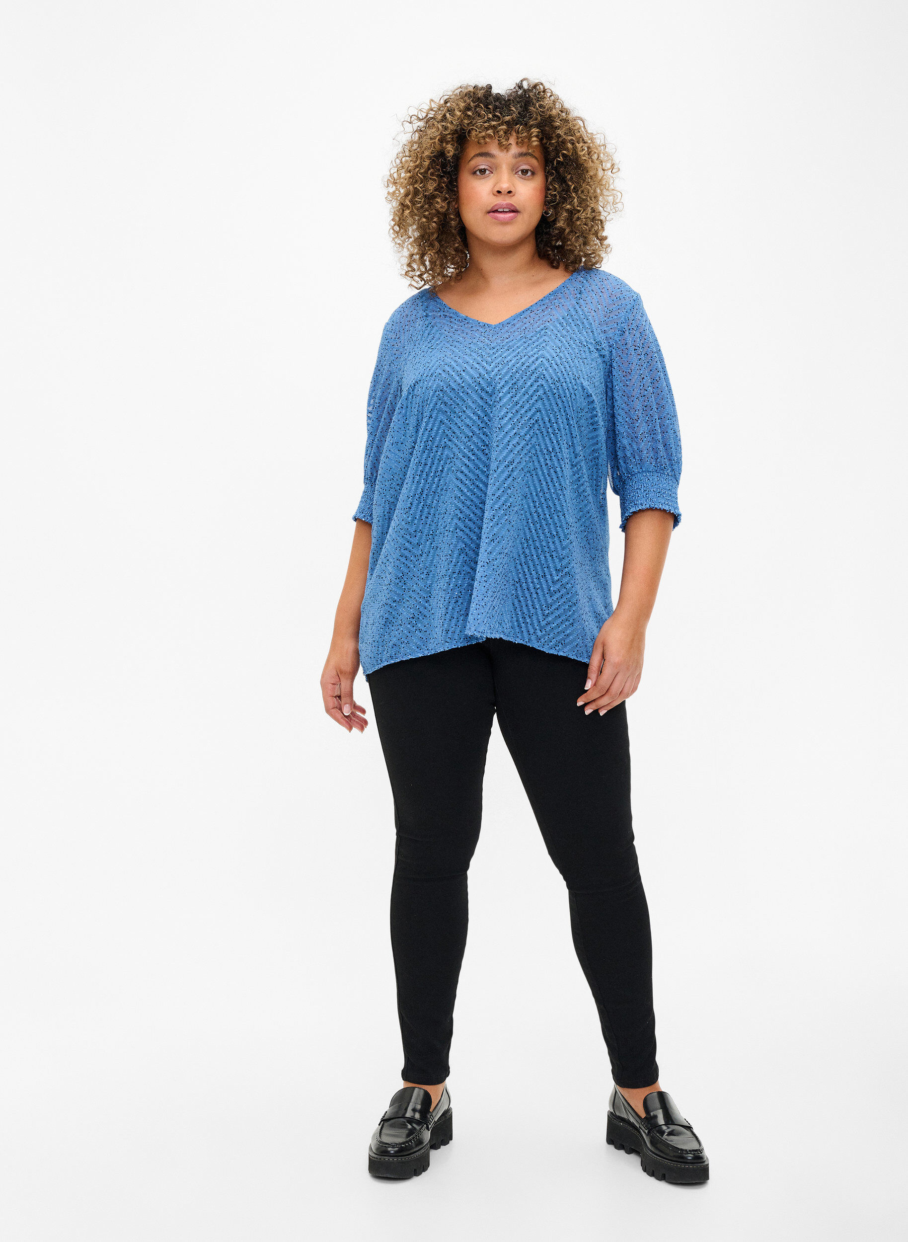 Zizzi Pilkullinen pusero 1/2-hihoilla, Riverside Dot, Model image number 2