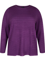 Tekstuurikuvioitu neulepusero pyöreällä pääntiellä, Amaranth Purple