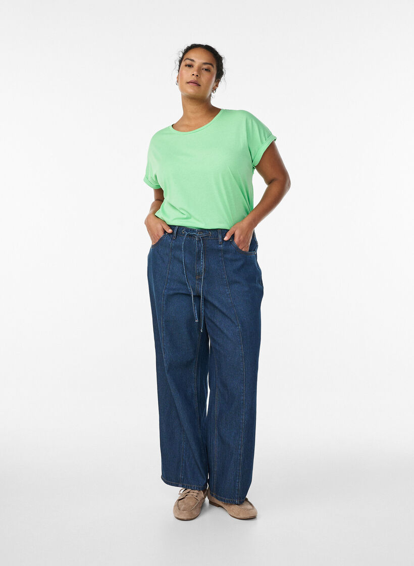 Lyhythihainen puuvillasekoitteinen T-paita, Vihreä, Model image number 1