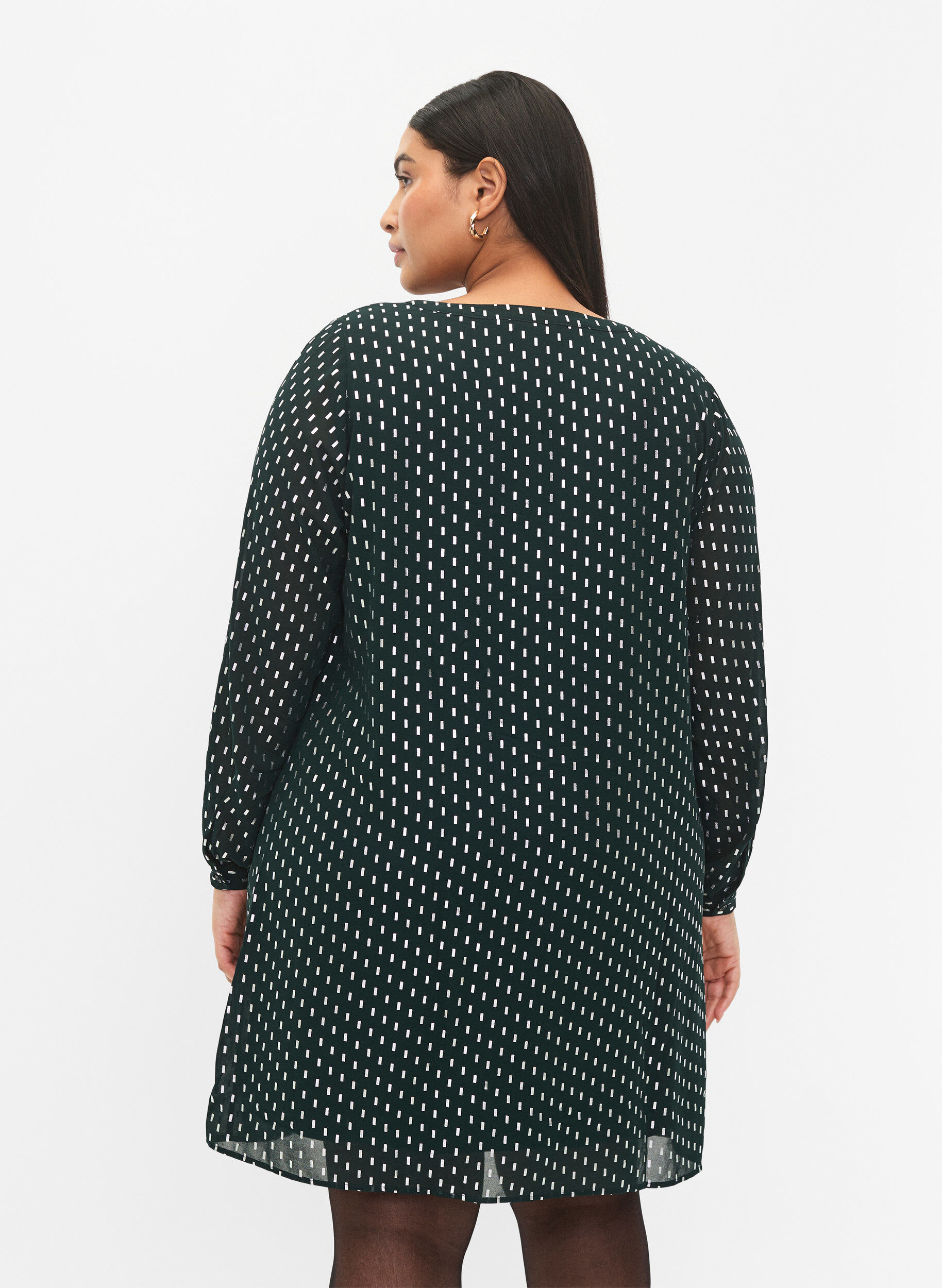 Zizzi Pitk&auml;hihainen mekko, jossa on printtikuvio, Scarab w. Silver, Model image number 1