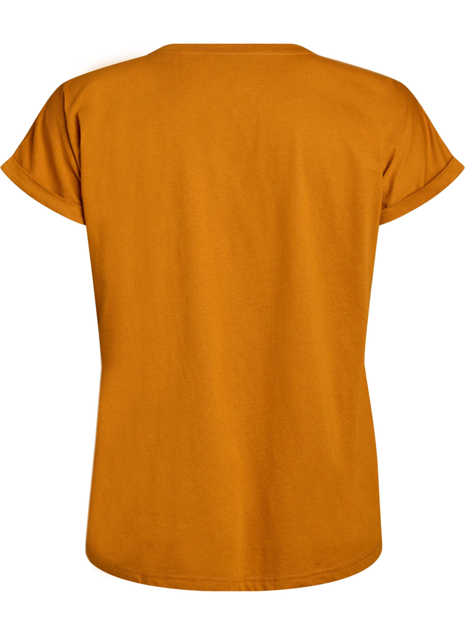 ZizziLyhythihainen puuvillasekoitteinen T-paita, Oranssi, Packshot image number 1