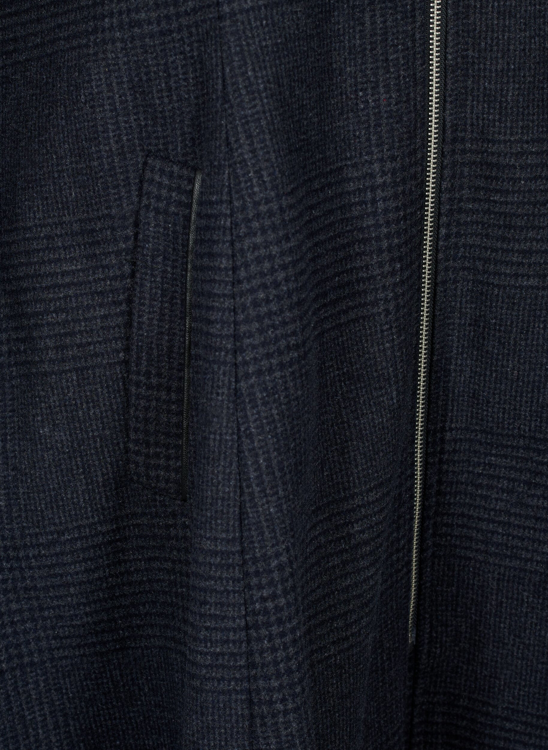 Zizzi Ruudullinen villakangastakki, Dark Grey Melange, Packshot image number 3