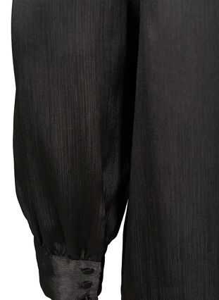 Kiiltävä pusero pitkillä puhvihihoilla, Black, Packshot image number 3