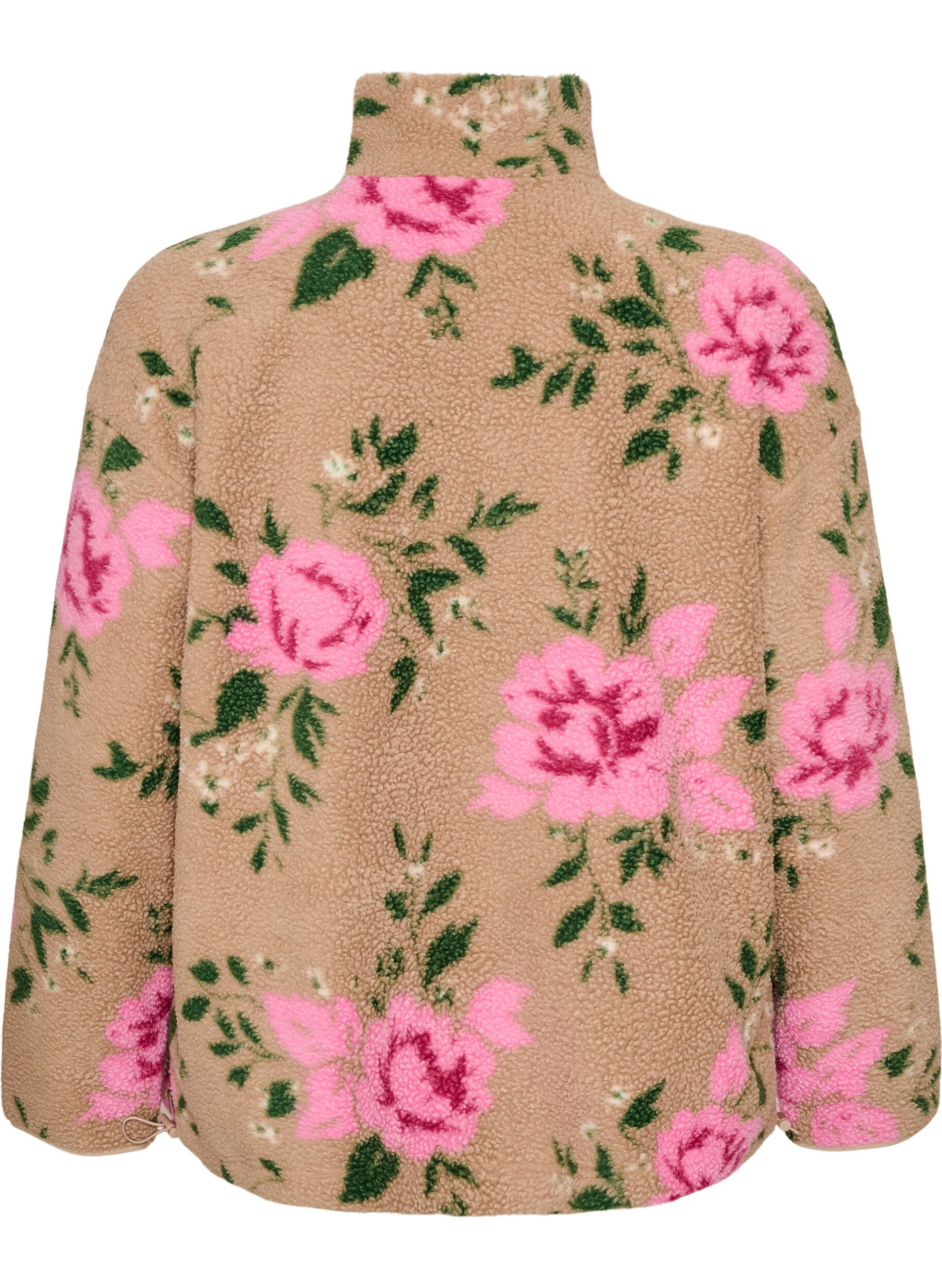 ZizziKukkafleecetakki korkealla kauluksella ja vetoketjulla, Beige, Packshot image number 1