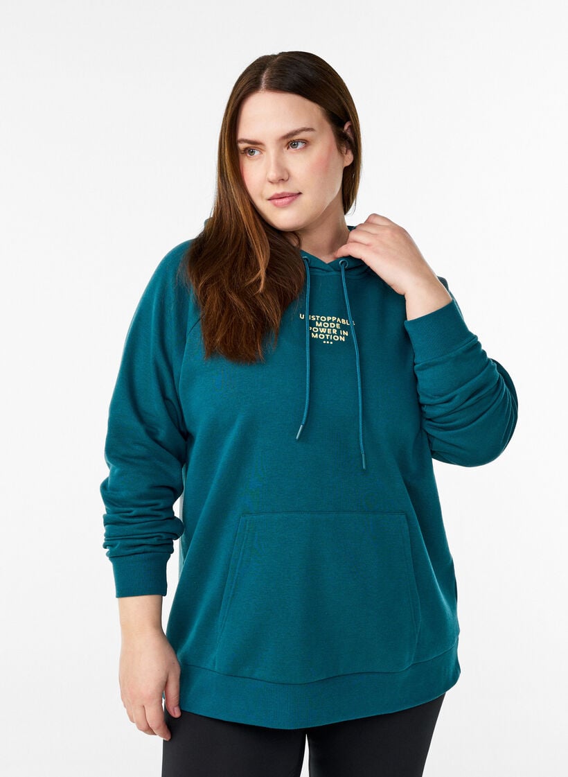 Huppari kirjailulla etumotiivilla, Vihre&auml;, Model image number 0
