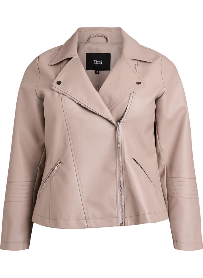 Biker-takki keinonahasta, Beige, Packshot image number 0