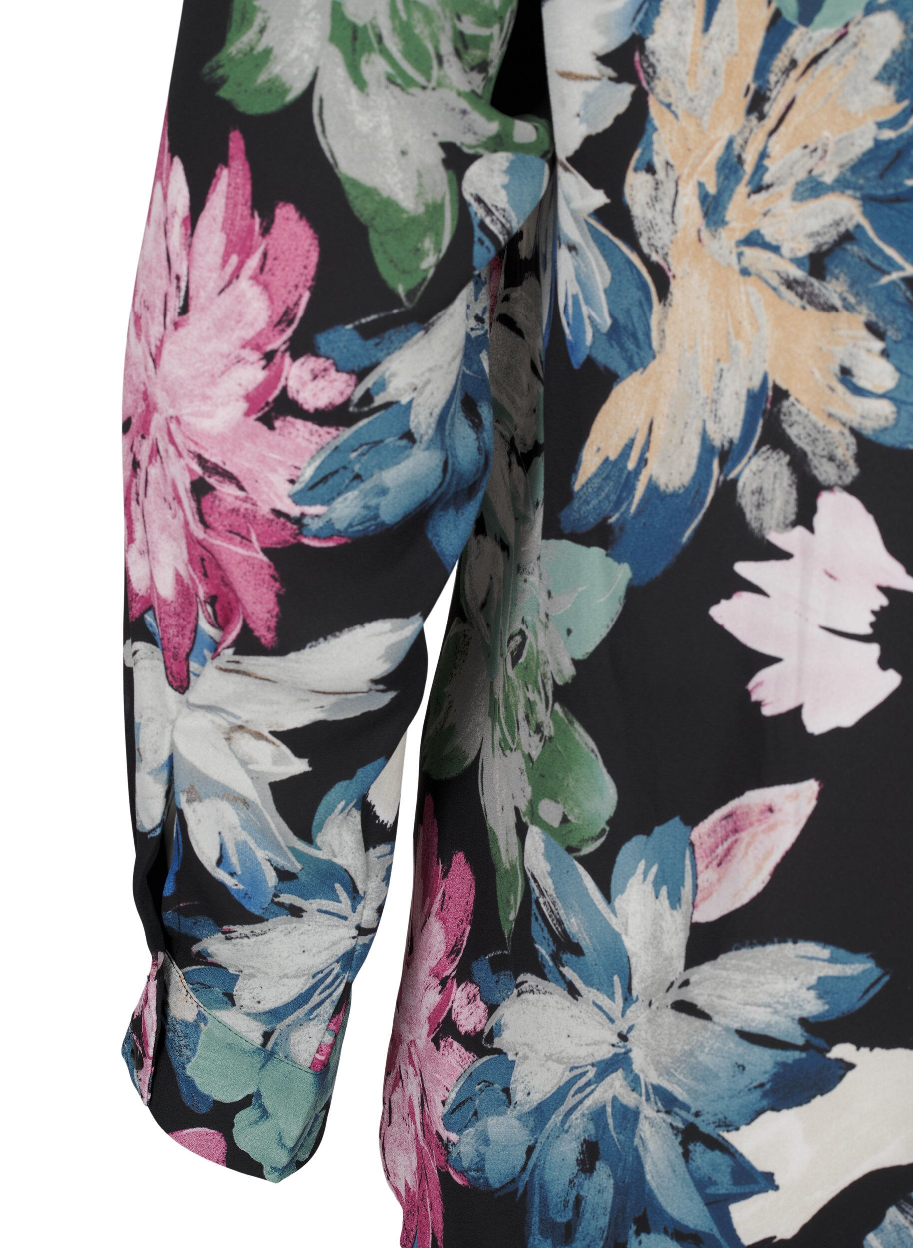 Zizzi Pitk&auml;hihainen kukkakuvioitu pusero, Rose Flower AOP, Packshot image number 3