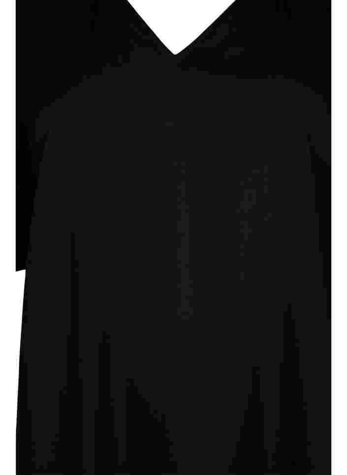 Lyhythihainen viskoosimekko v-pääntiellä, Black, Packshot image number 2