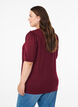Pusero nappidetaljilla ja lyhyill&auml; puhvihihoilla, Tumma Bordeaux, Model image number 2