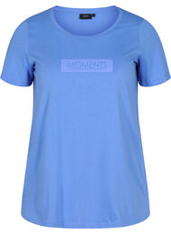 Lyhythihainen puuvillainen t-paita printillä , Ultramarine TEXT