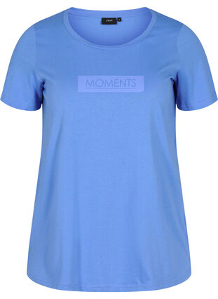 Lyhythihainen puuvillainen t-paita printillä , Ultramarine TEXT, Packshot image number 0