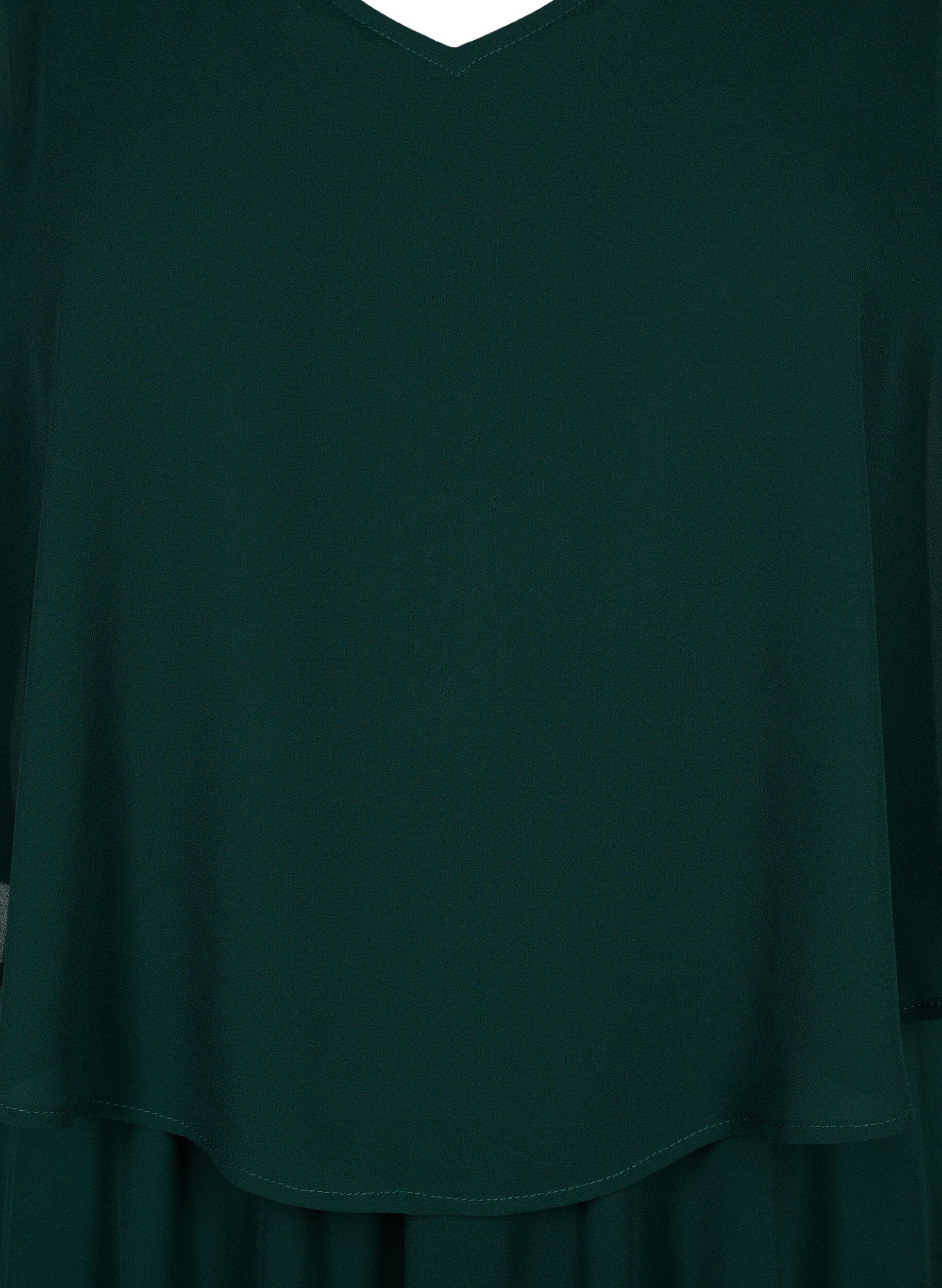 Zizzi Lyhythihainen maksimekko A-mallissa, Vihre&auml;, Packshot image number 2