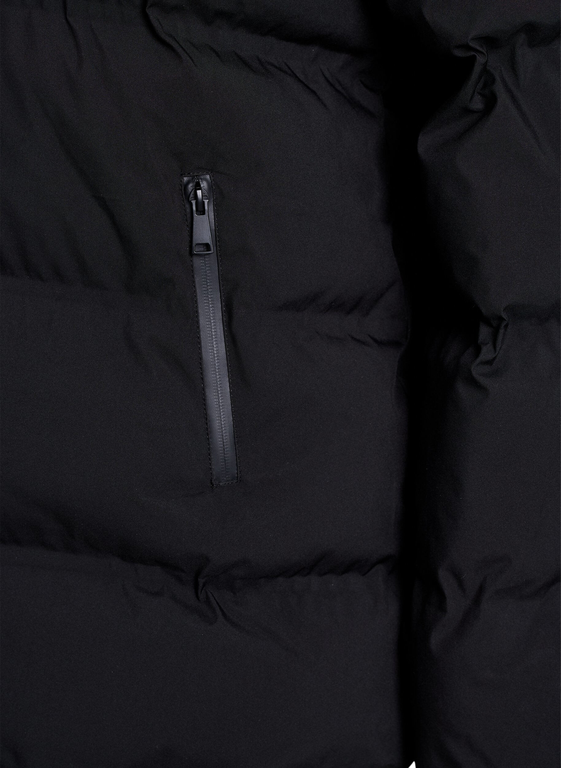 ZizziLyhyt toppatakki irrotettavalla hupulla, Musta, Packshot image number 3