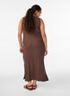 Hihaton ribattu mekko viskoosista, Ruskea, Model image number 1
