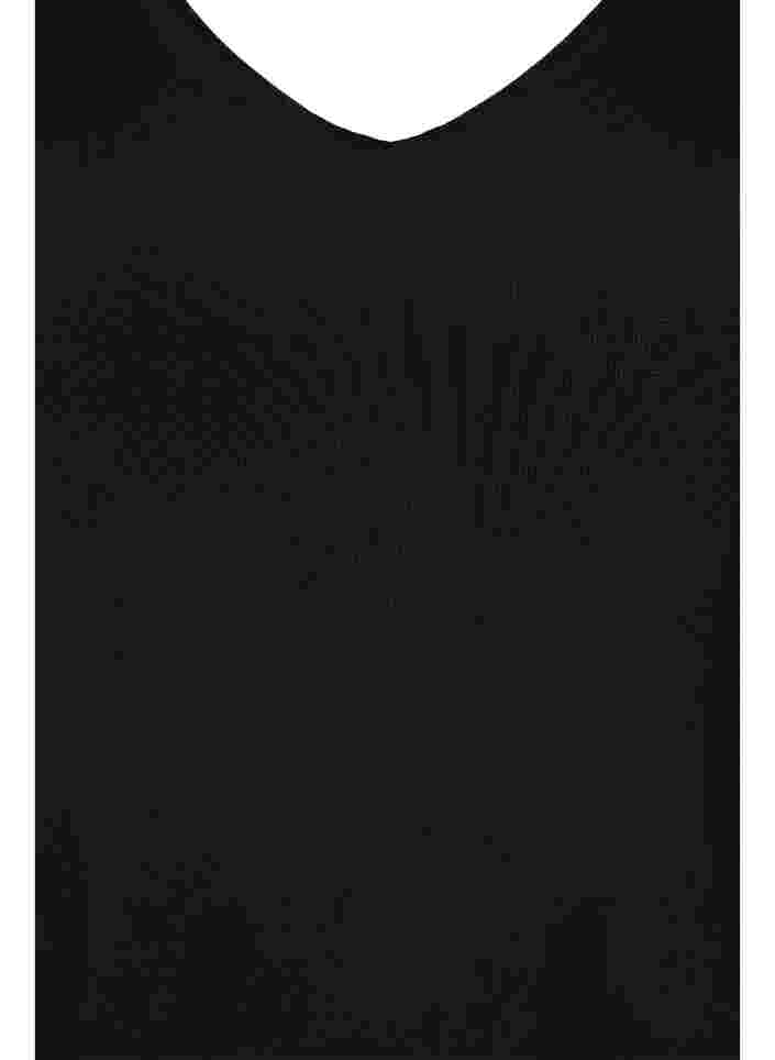 Tyköistuva pusero mesh-kankaalla ja v-pääntiellä, Black, Packshot image number 2