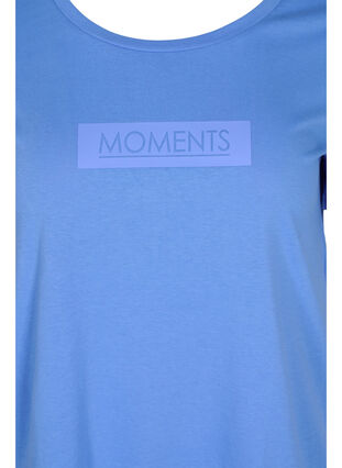 Lyhythihainen puuvillainen t-paita printillä , Ultramarine TEXT, Packshot image number 2