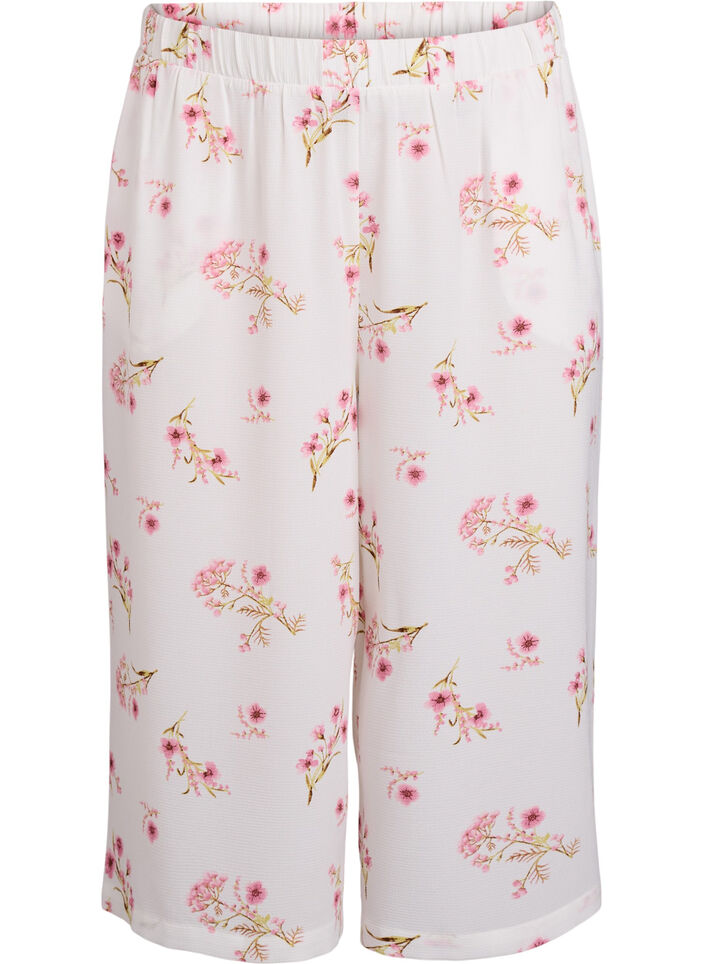 Culottes-housut kuosilla, Valkoinen, Packshot image number 0