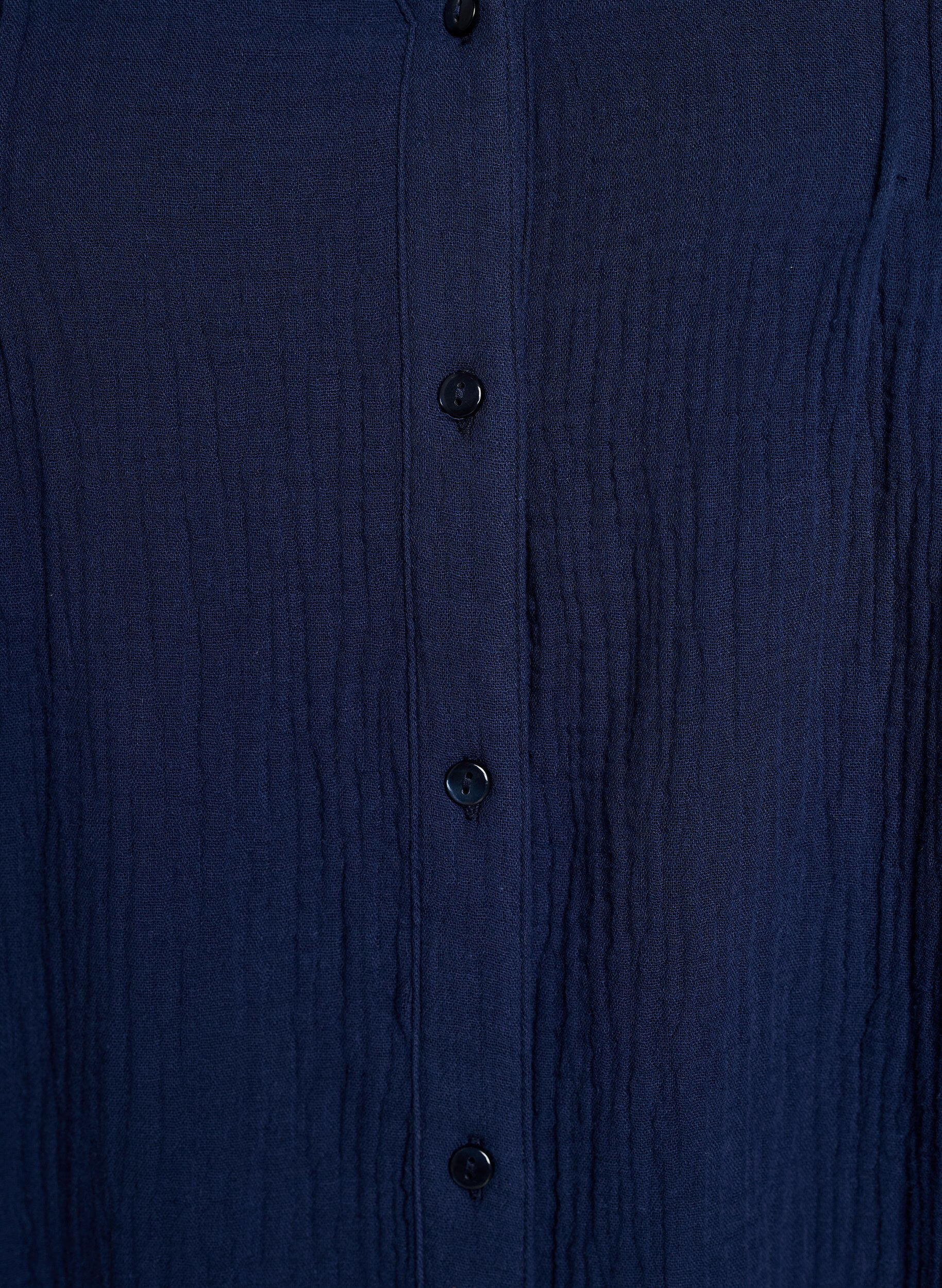 Zizzi Puuvillamusliinipusero kirjailtuine yksityiskohtineen, Sininen, Packshot image number 2