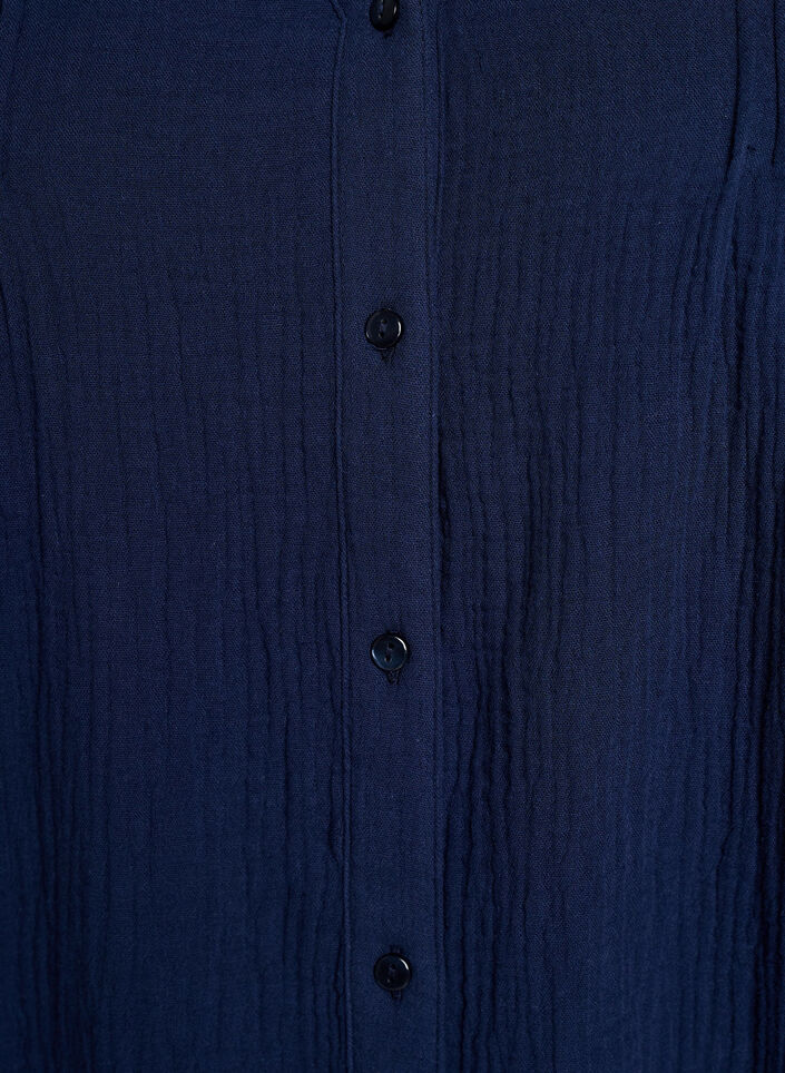 Puuvillamusliinipusero kirjailtuine yksityiskohtineen, Sininen, Packshot image number 2