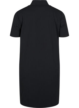 Lyhythihainen mekko korkealla kauluksella, Black, Packshot image number 1