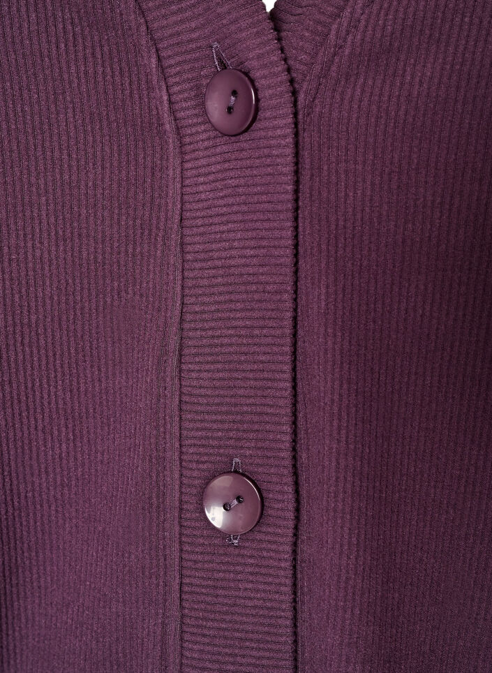 Ribattu neuletakki V-kaula-aukolla, Violetti, Packshot image number 2