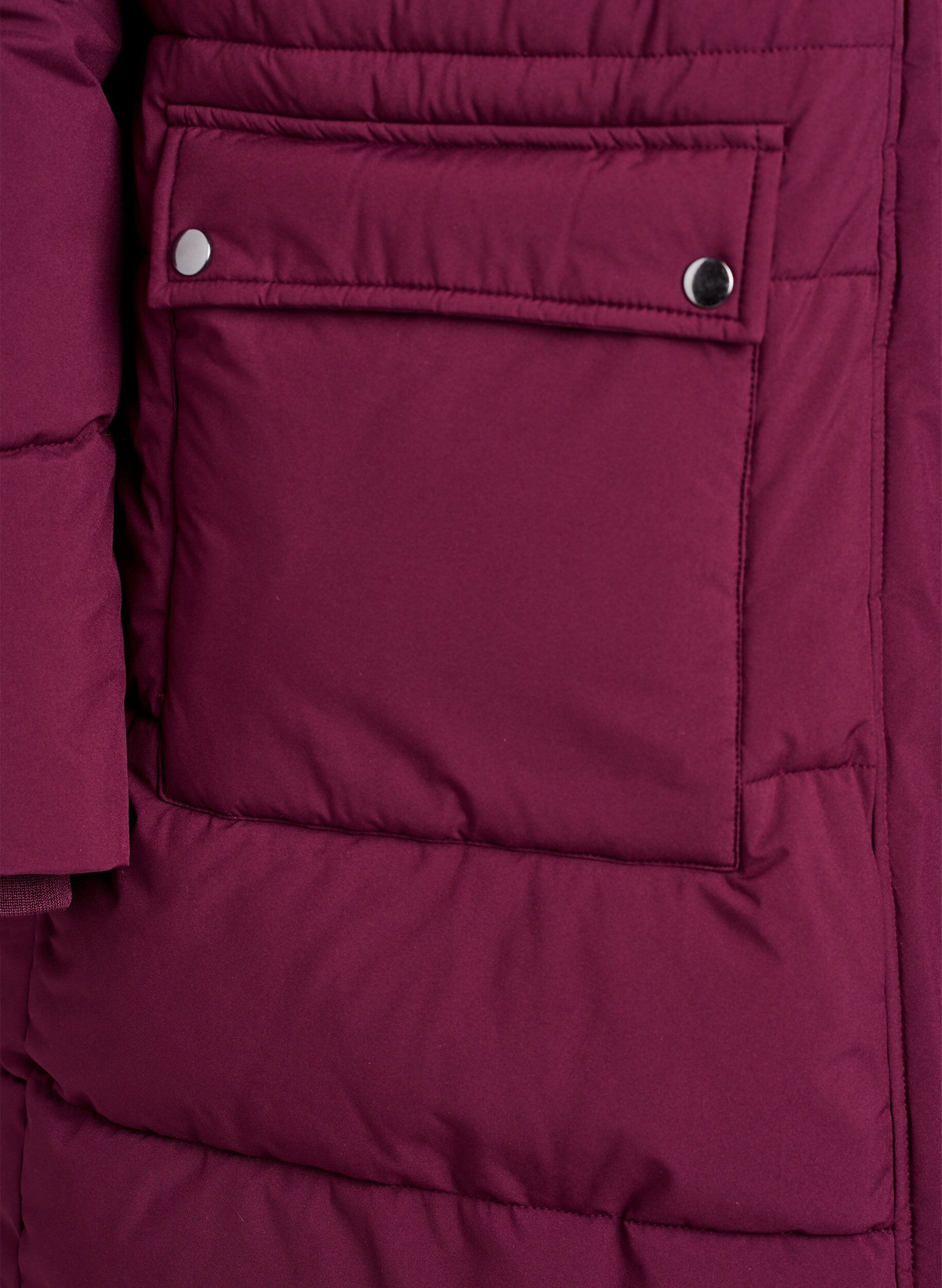 Zizzi Vedenkest&auml;v&auml; parka tekoturkiskauluksella, Tumma Bordeaux, Packshot image number 3