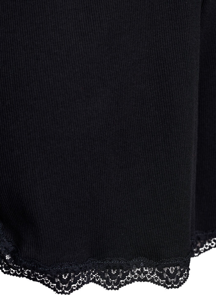 Rennot yöshortsit ribatulla tekstuurilla ja pitsisomisteilla, Musta, Packshot image number 3