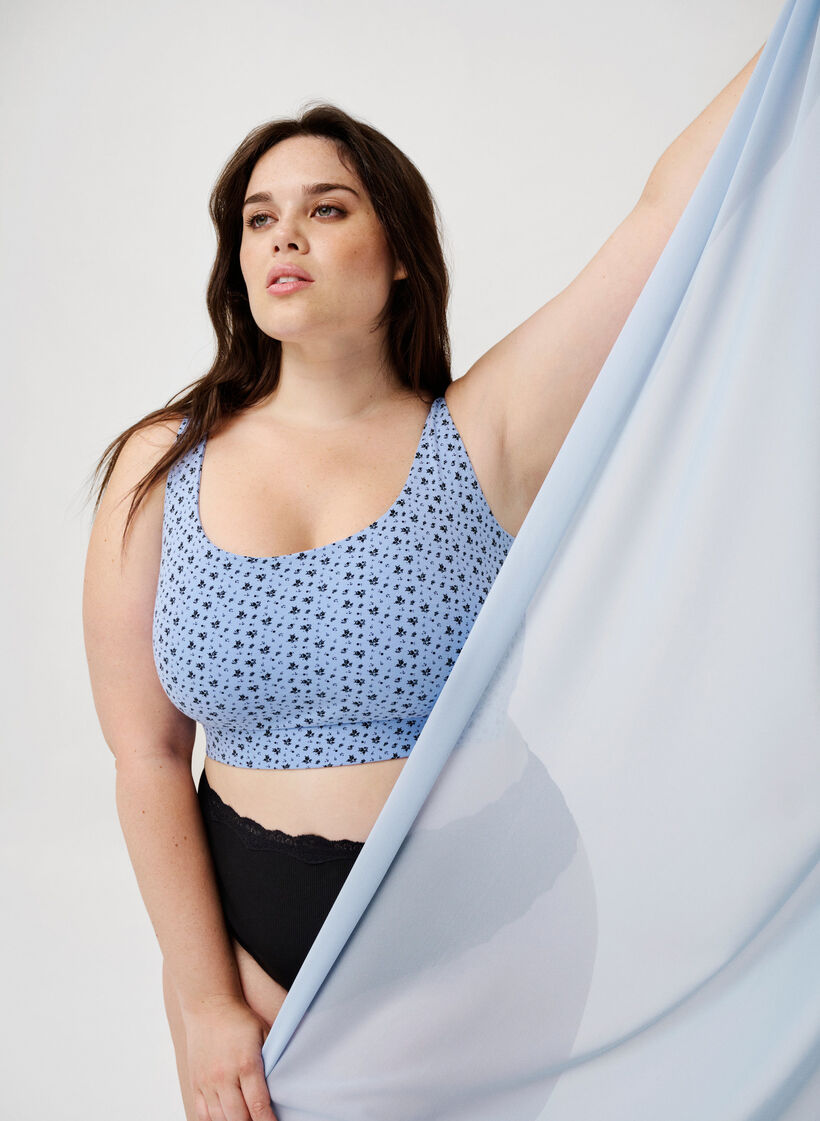 2 kpl puuvillaisia rintaliivejä säädettävillä olkaimilla , Serenity AOP/Black, Image image number 0