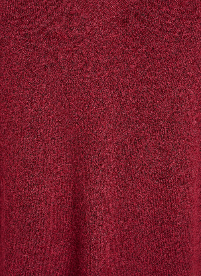Pitk&auml;hihainen neulemekko V-p&auml;&auml;ntiell&auml;, Punainen, Packshot image number 2