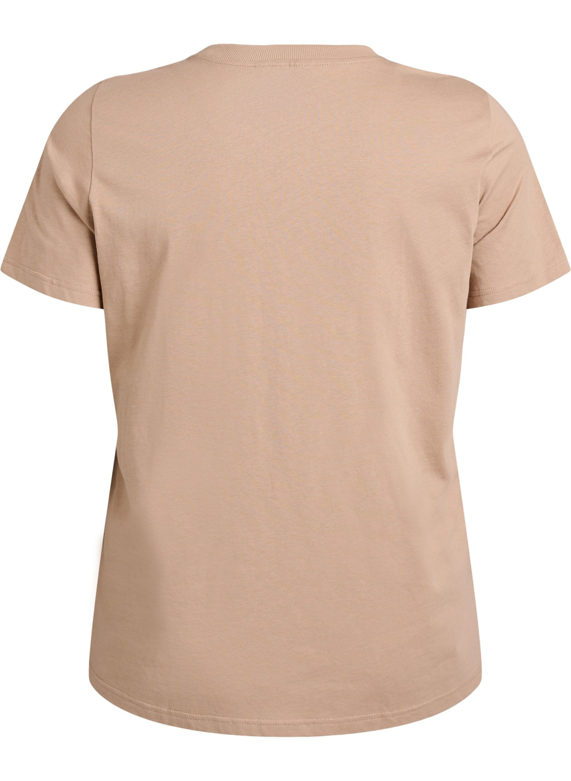 ZizziPuuvillainen perus-T-paita, jossa on py&ouml;re&auml; kaula-aukko, Beige, Packshot image number 1