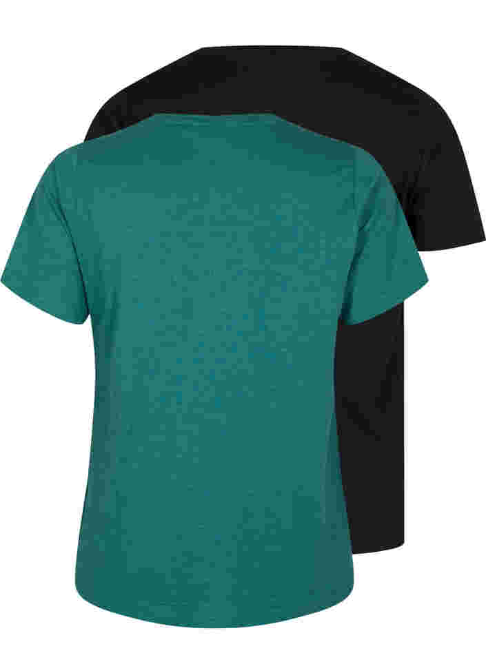 2 perus t-paitaa puuvillasta, Antique Green/Black, Packshot image number 1
