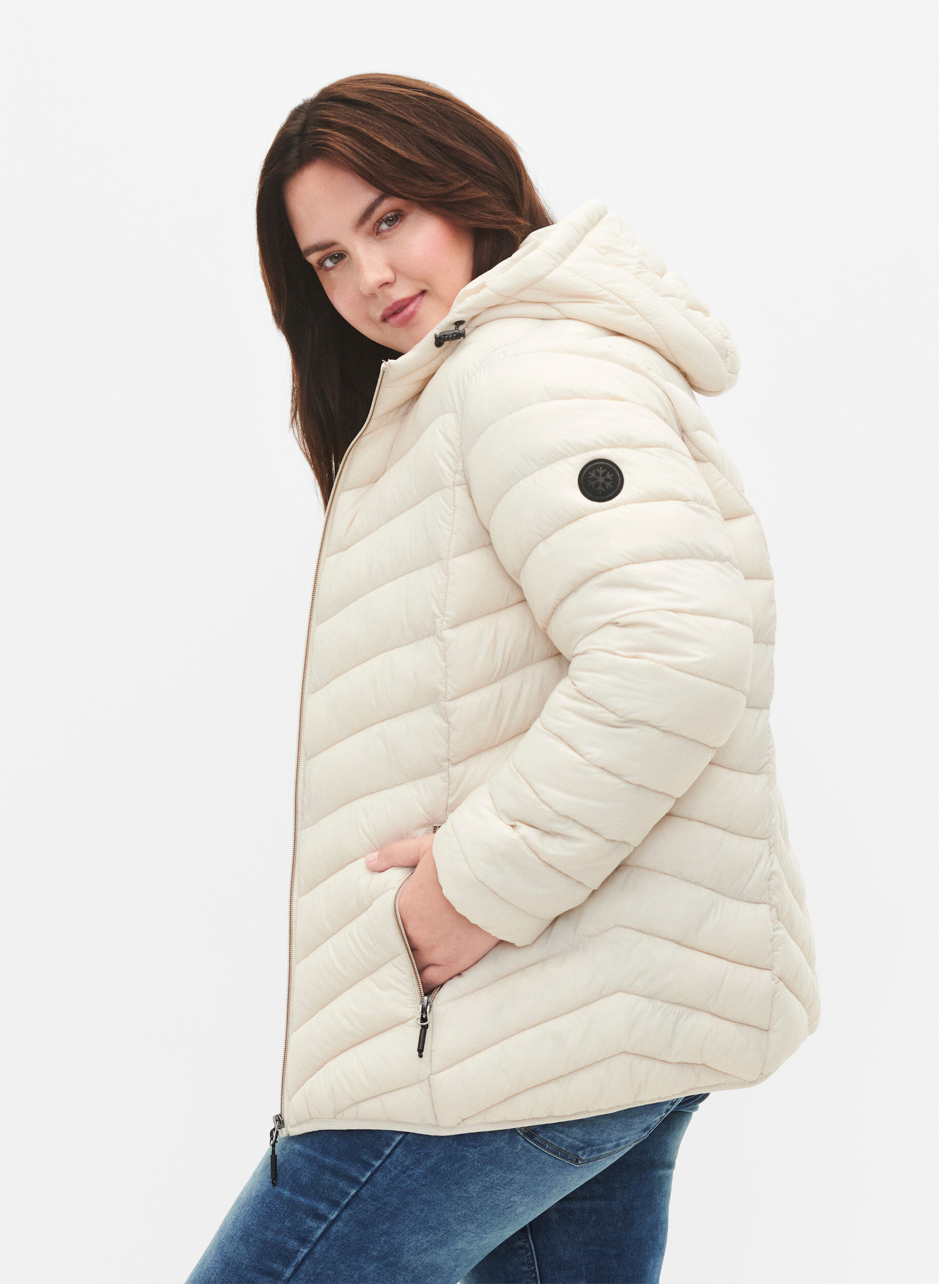 ZizziKevyttakki hupulla, Beige, Model image number 3