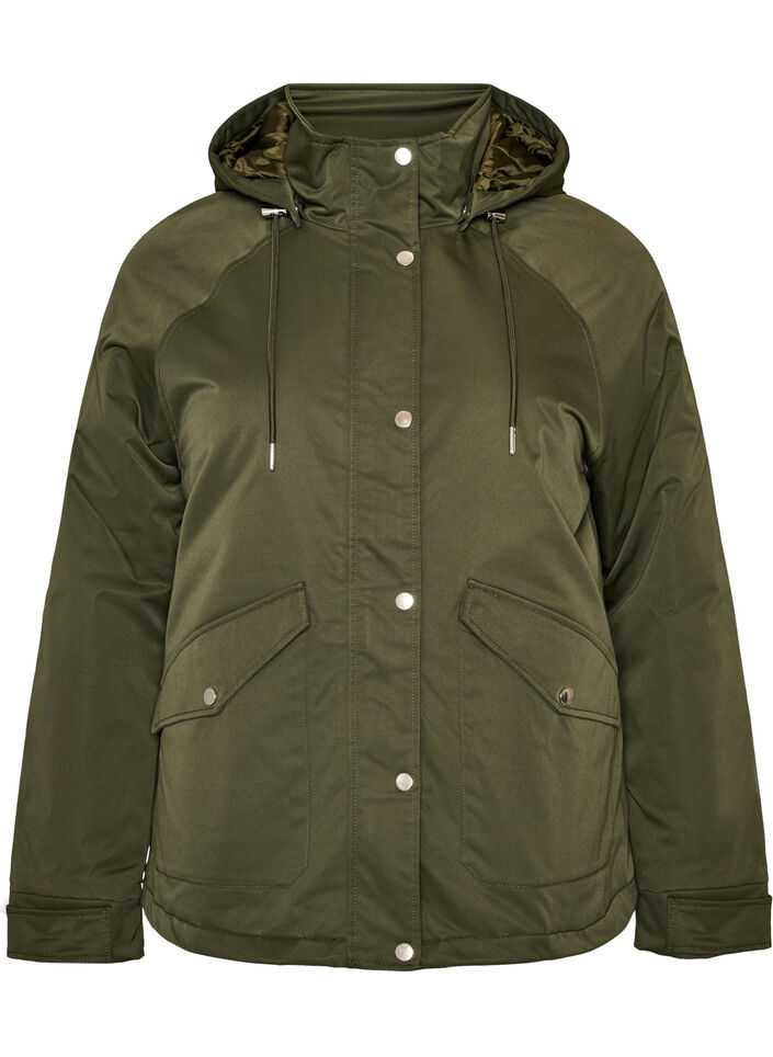 Topattu parka irrotettavalla hupulla, Vihre&auml;, Packshot image number 0