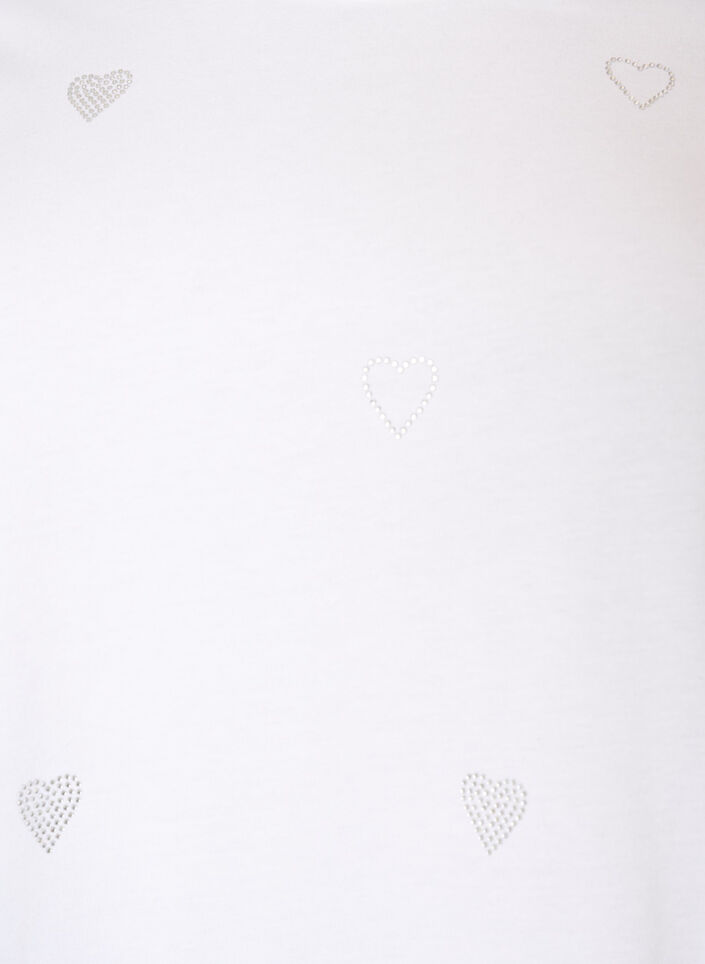 Luomupuuvillainen T-paita syd&auml;nkuviolla, Valkoinen, Packshot image number 2