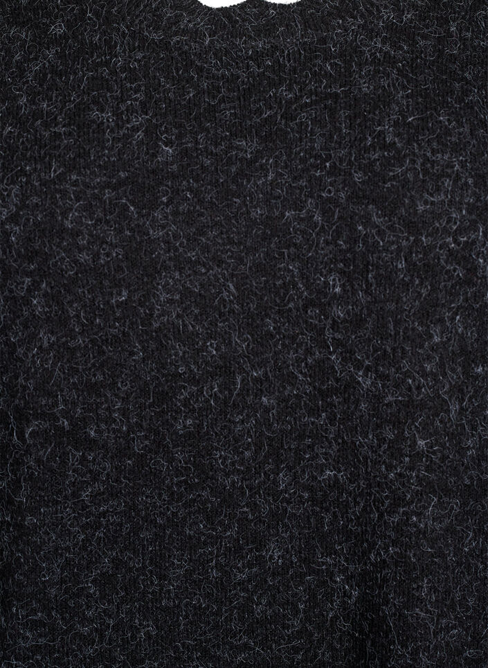 Lyhyt neulemekko aaltoilevalla helmalla ja halkioilla, Harmaa, Packshot image number 2