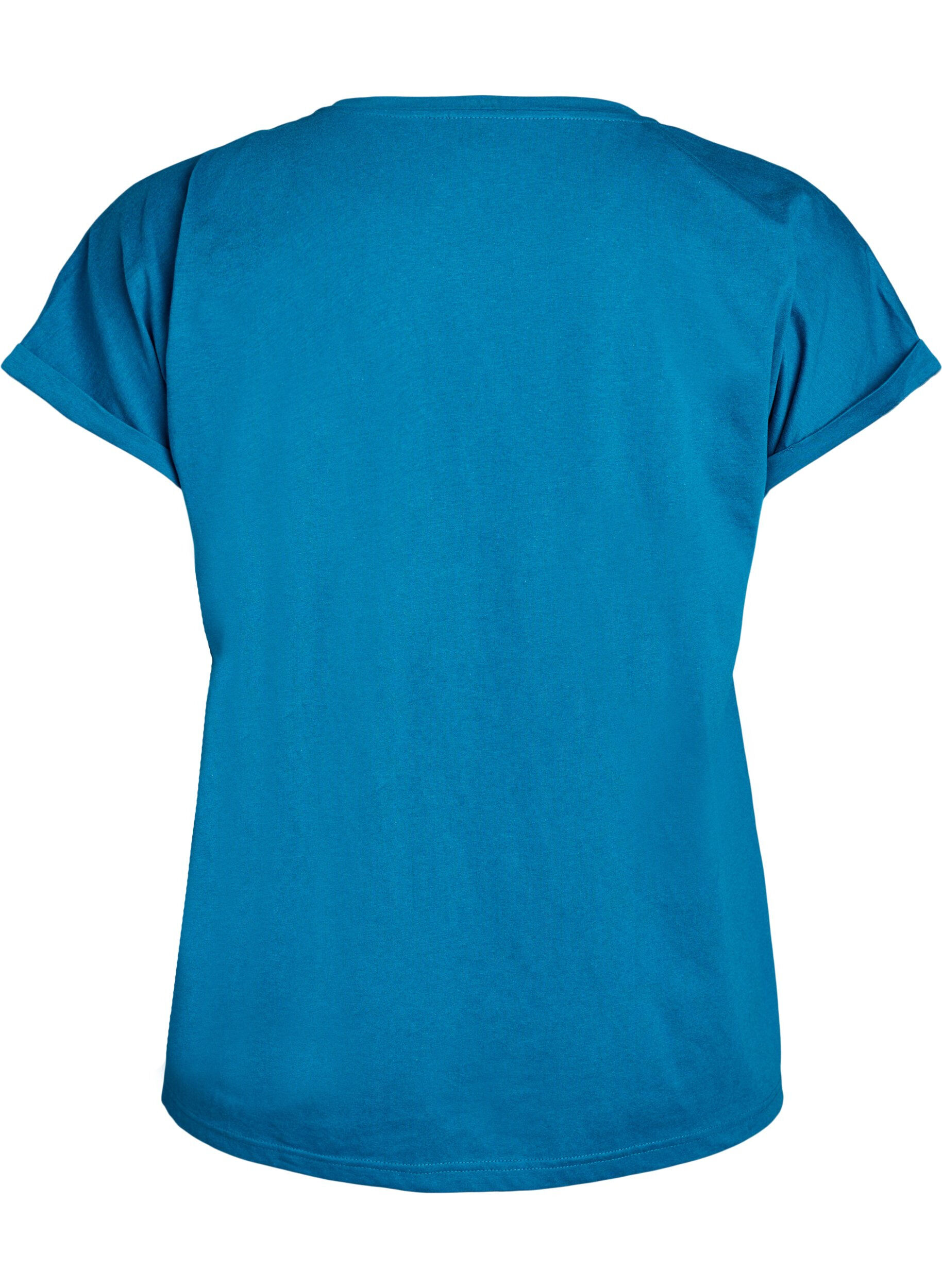 ZizziLyhythihainen t-paita puuvillasekoitteesta, Sininen, Packshot image number 1