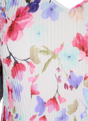 Laskostettu kukkakuvioinen pusero, White/MultiFlowerAOP, Packshot image number 2