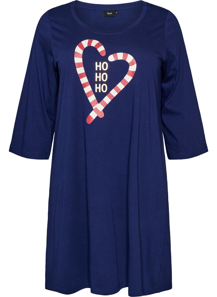 Y&ouml;mekko luomupuuvillasta jouluteemalla, Sininen, Packshot image number 0