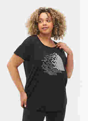 T-paita printillä treeniin , Black w. White, Model