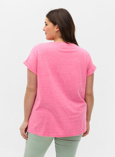 Meleerattu puuvillainen t-paita, Fandango Pink Mél, Model image number 1