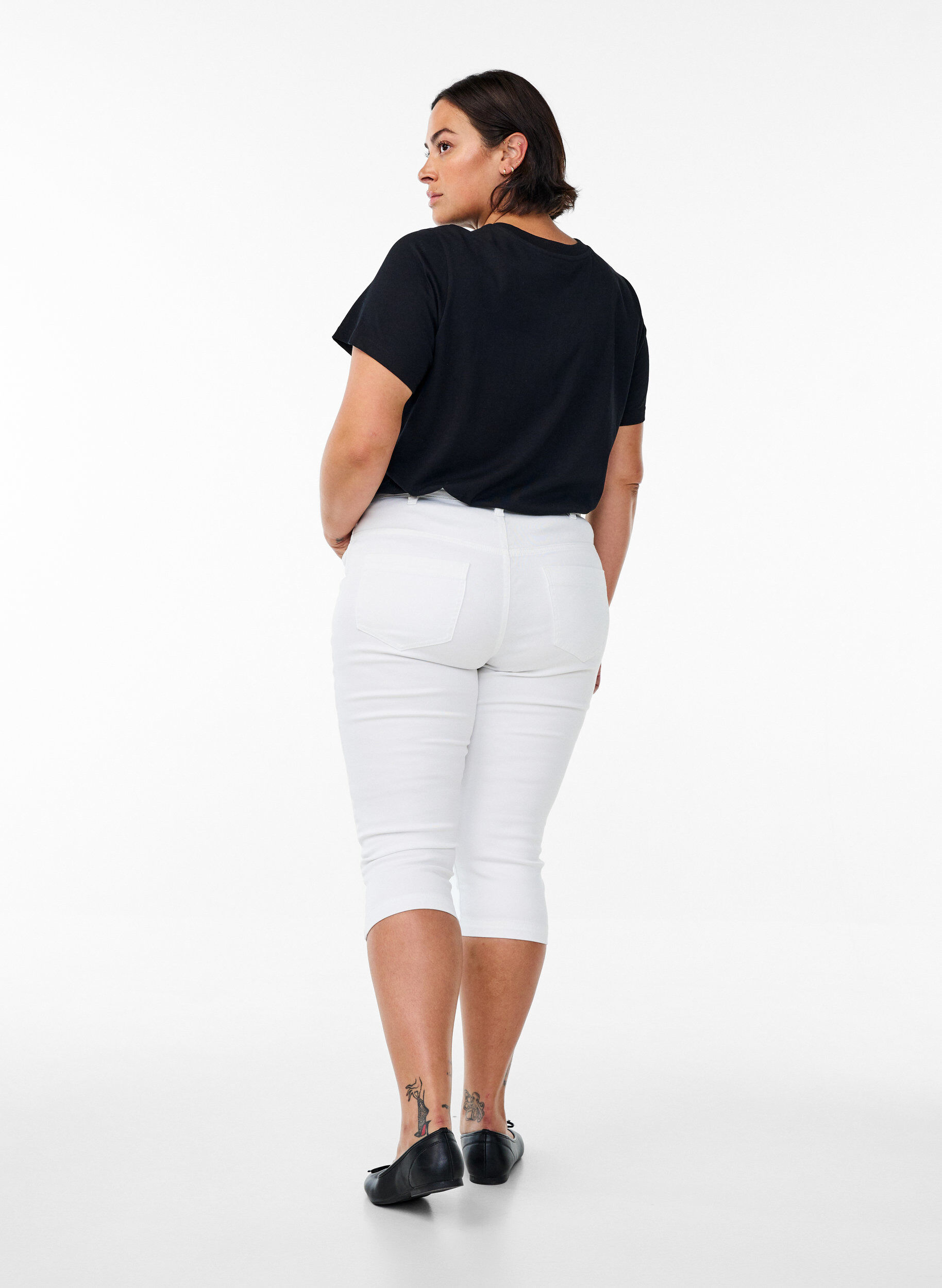 ZizziKorkeavy&ouml;t&auml;r&ouml;iset Amy-farkkucaprit super slim fit, Valkoinen, Model image number 1