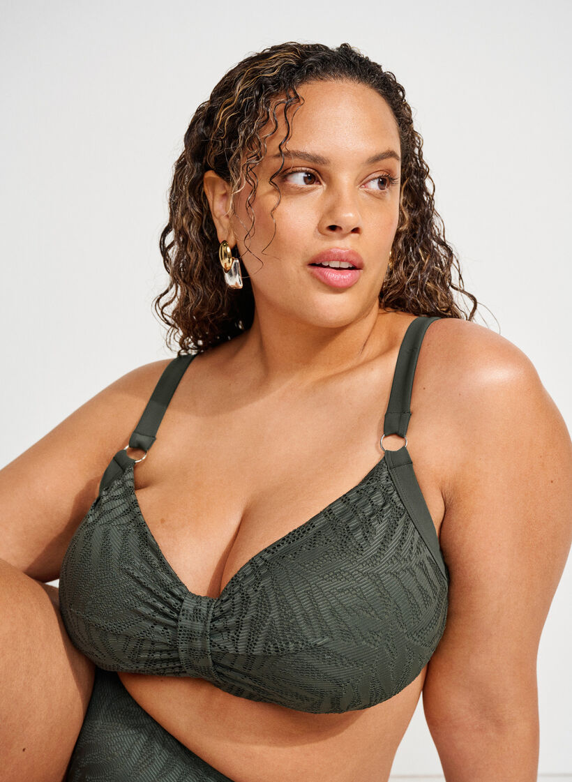 Bikiniyl&auml;osa teksturoidulla verkolla ja irrotettavilla toppauksilla, Vihre&auml;, Image image number 0