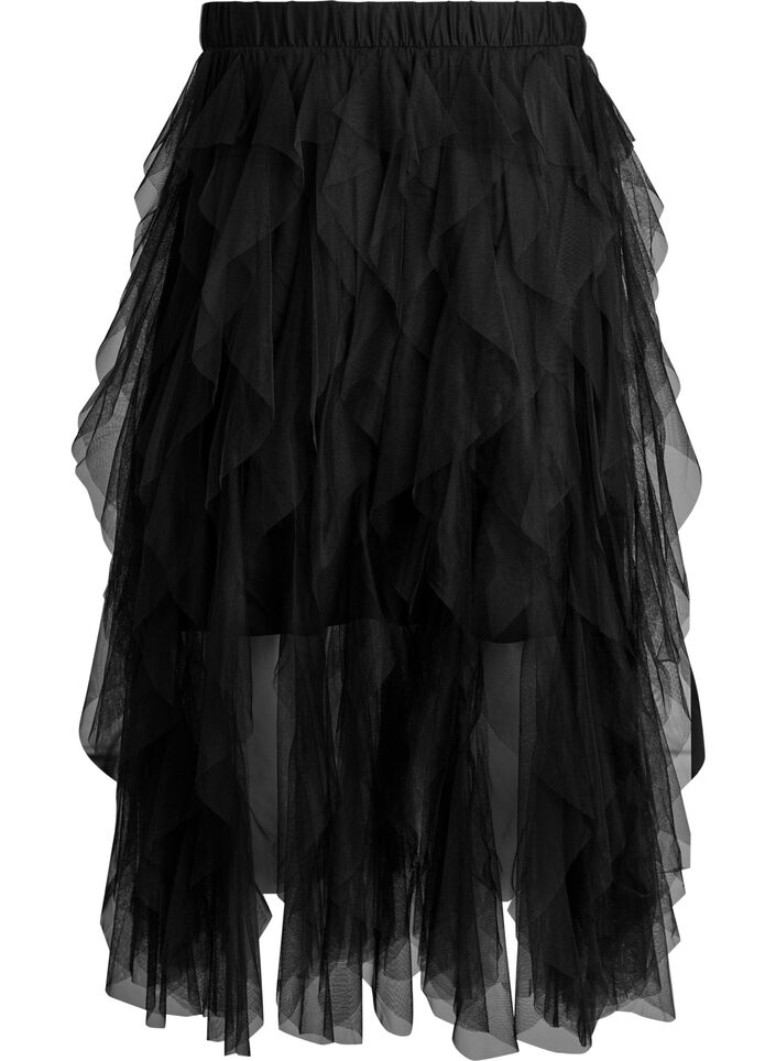 Midi-tulihame joustavalla vy&ouml;t&auml;r&ouml;ll&auml;, Musta, Packshot image number 1