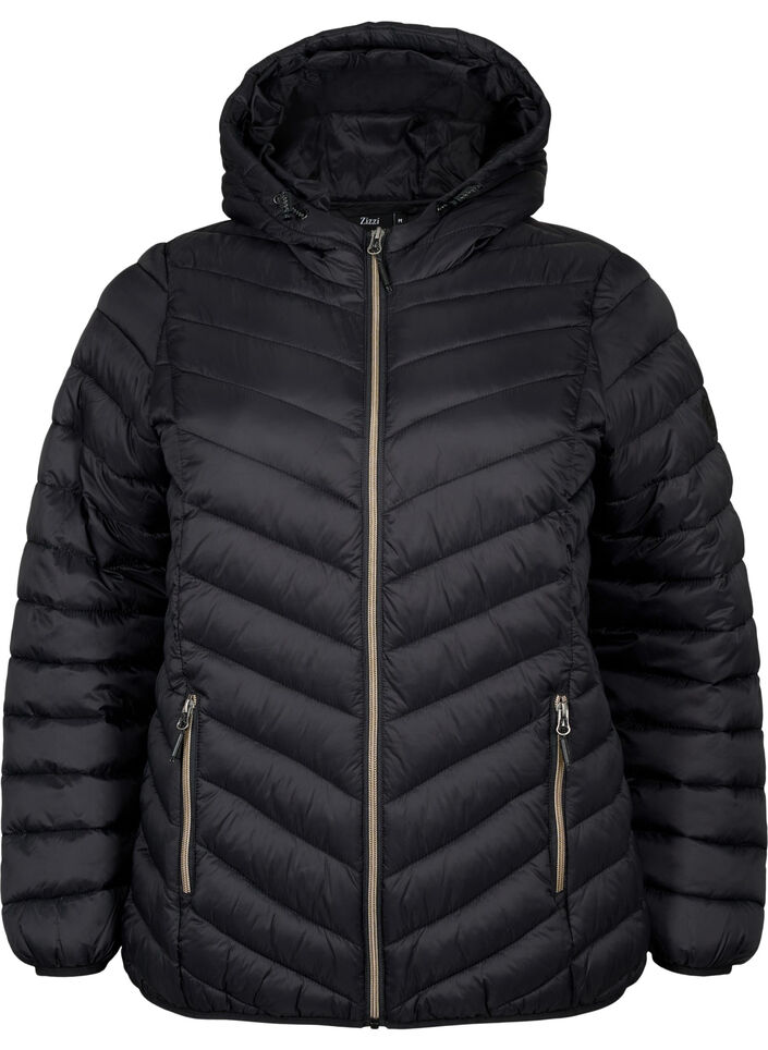 Kevyttakki hupulla, Musta, Packshot image number 0